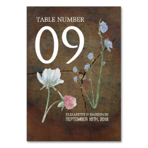 Wildflower Oak Wood Wedding Table No. Number
