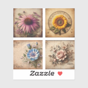 Wildflower on vintage distressed background