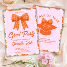 Wildflower Orange Gingham Bow Graduation Party