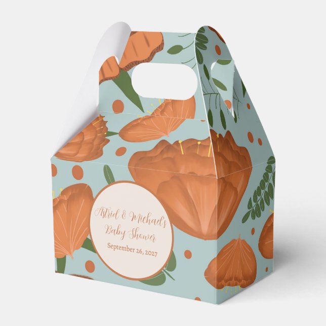 Wildflower Orange Poppy Baby Shower Favor Box (Front Side)