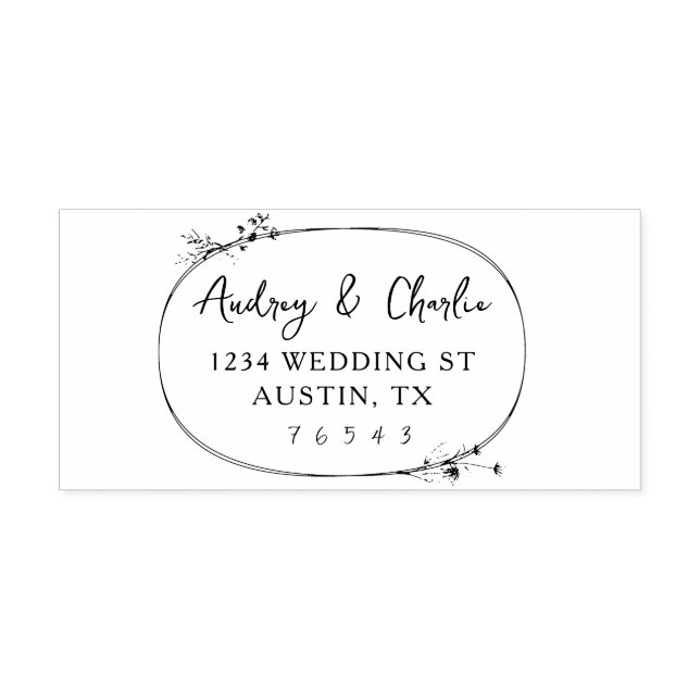 Wildflower Oval Wreath Address Self-inking Stamp (Design)