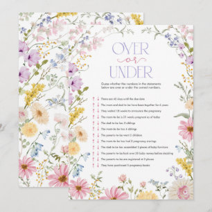 Wildflower Over or Under Baby Shower Game Card