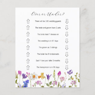 Wildflower Over or Under Bridal Shower Game 