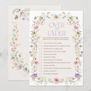 Wildflower Over or Under Bridal Shower Game Card