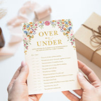 Wildflower Over or Under Bridal Shower Game Card