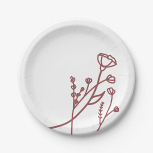 Wildflower Paper Plates Dusty Rose