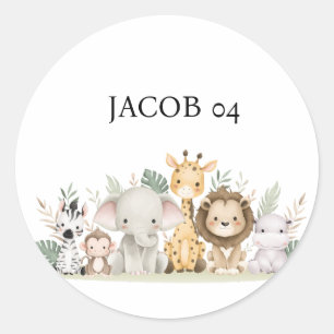 Wildflower Party Animal Safari Birthday Party  Classic Round Sticker