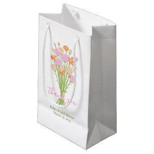 Wildflower Pastel Bridal Shower Custom Thank You  Small Gift Bag