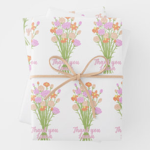 Wildflower Pastel Bridal Shower Custom Thank You  Wrapping Paper Sheet