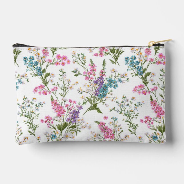 Wildflower Pastel Spring Floral Pattern  Accessory Pouch (Back)
