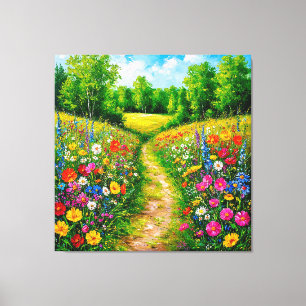 Wildflower Path Through a Lush Summer Canvas Print