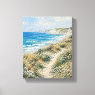 Wildflower Path to the Atlantic Coastal Landscape Canvas Print