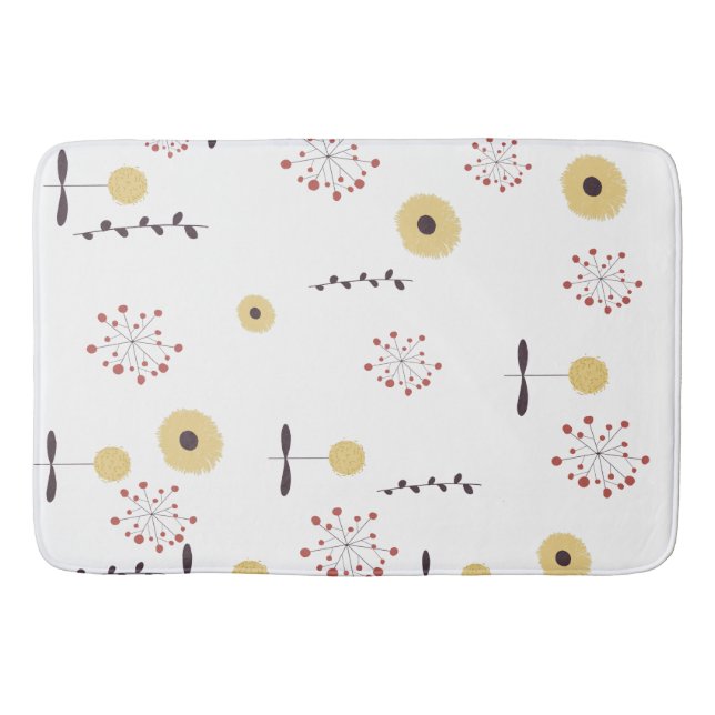 Wildflower Pattern Boho Bath Mat (Front)