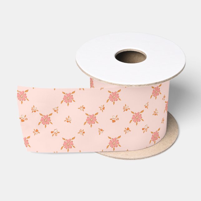 Wildflower Pattern Satin Ribbon (Spool)