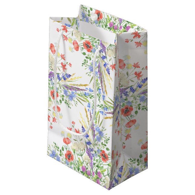 Wildflower Pattern Small Gift Bag (Front Angled)