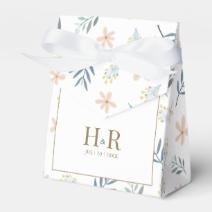 Wildflower Pattern Wedding Favour Box with Monogra
