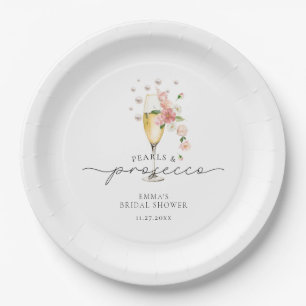 Wildflower Pearls & Prosecco Bridal Shower Paper Plate