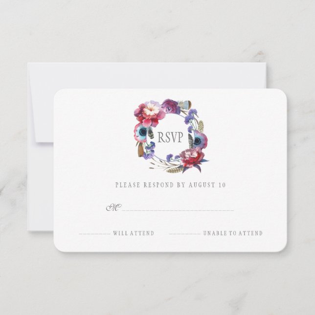 Wildflower Peony Floral with Feathers | RSVP (Front)