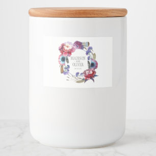 Wildflower Peony Floral with Feathers Wedding Food Label