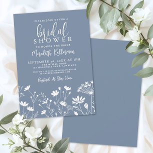 Wildflower Periwinkle Bridal Shower Invitation