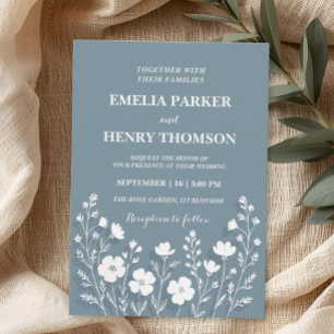 wildflower periwinkle elegant boho wedding  invitation