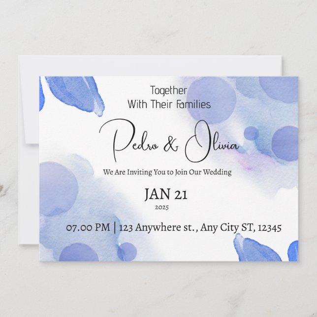 Wildflower Periwinkle Wedding Invitation (Front)