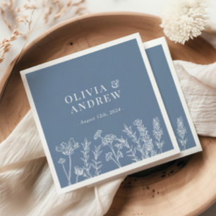 Wildflower Periwinkle Wedding Napkins