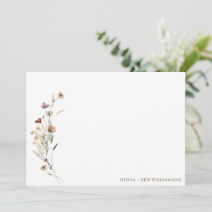 Wildflower Personalized Couples Names Stationery Card