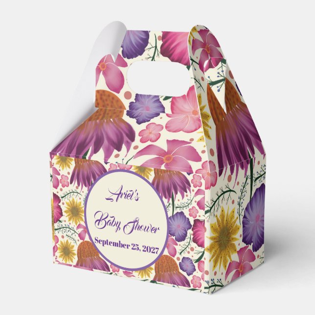 Wildflower Personalized Garden Baby Shower  Favor Box (Front Side)