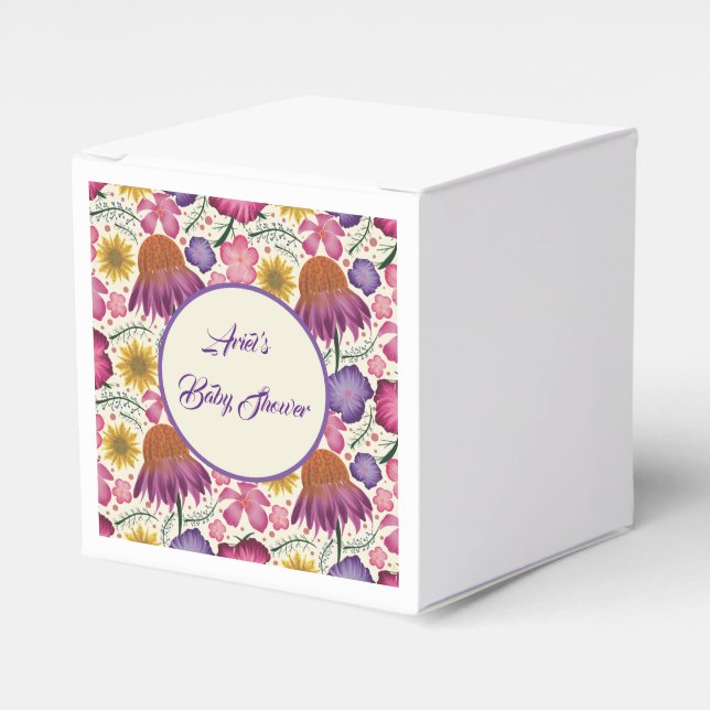 Wildflower Personalized Garden Baby Shower  Favor Box (Front Side)