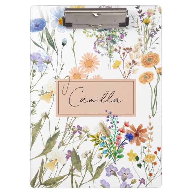 Wildflower Personalized Journal Customized Noteboo Clipboard (Front)