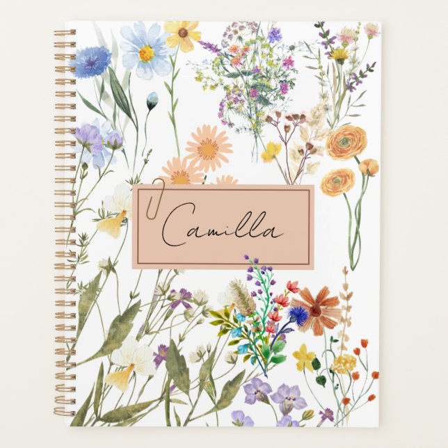 Wildflower Personalized Journal Customized Noteboo Planner (Front)