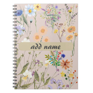 Wildflower Personalized Journal, Customized Women Notebook