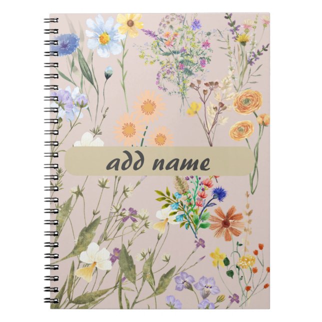 Wildflower Personalized Journal, Customized Women Notebook (Front)
