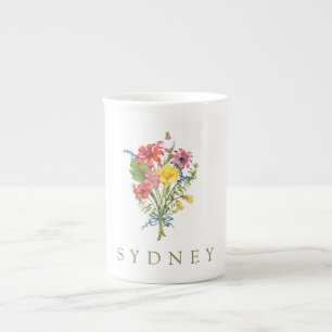 Wildflower personalized Name  Bone China Mug