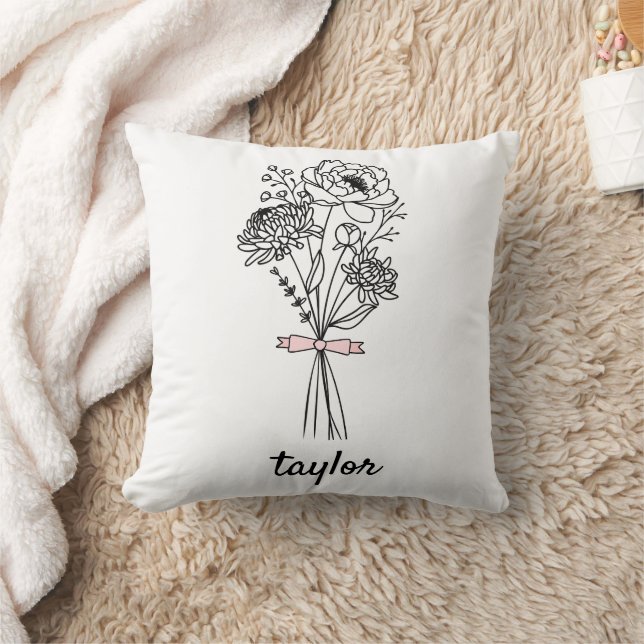 Wildflower Personalized name Throw Pillow (Blanket)