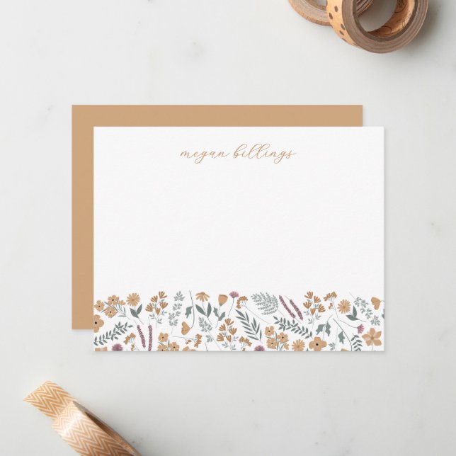 Wildflower Personalized Notecards - Thank You Card (Front/Back In Situ)