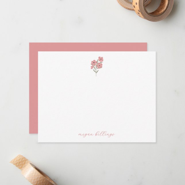 Wildflower Personalized Notecards - Thank You Card (Front/Back In Situ)