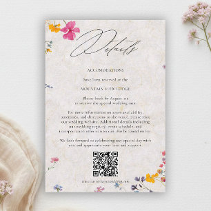 Wildflower Petal Elegant QR Code Wedding Details Enclosure Card