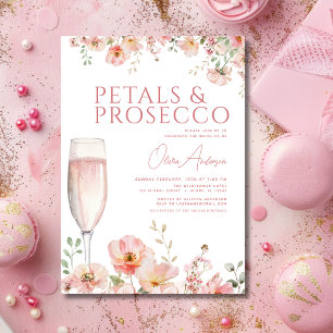 Wildflower Petals & Prosecco Blush Bridal Shower Invitation
