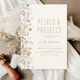 Wildflower Petals & Prosecco Bridal Shower Garden Invitation