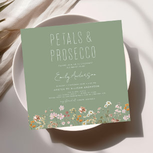 Wildflower Petals & Prosecco Bridal Shower  Invitation