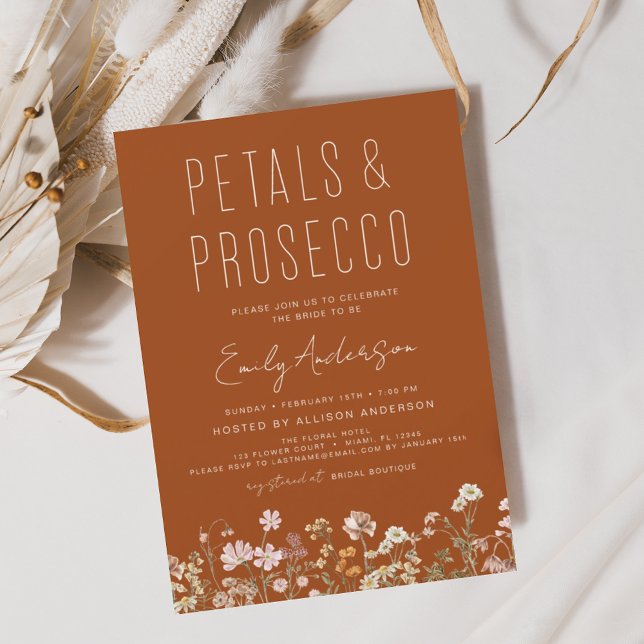 Wildflower Petals & Prosecco Bridal Shower  Invitation (Creator Uploaded)