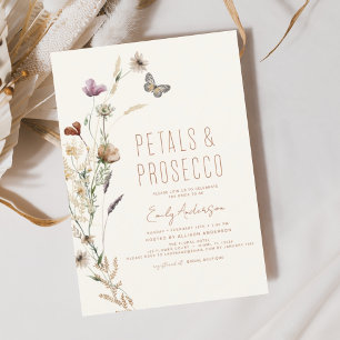 Wildflower Petals & Prosecco Bridal Shower  Invitation