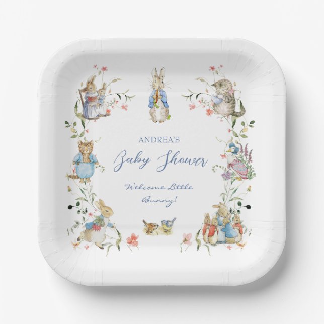 Wildflower Peter the Rabbit Baby Shower Paper  Paper Plate (Front)