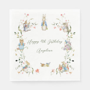 Wildflower Peter the Rabbit Birthday Paper Napkin