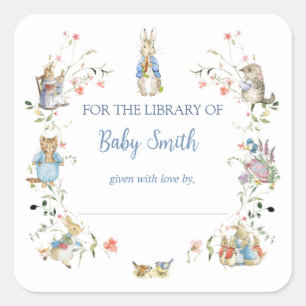Wildflower Peter the Rabbit Book Plate Square Sticker