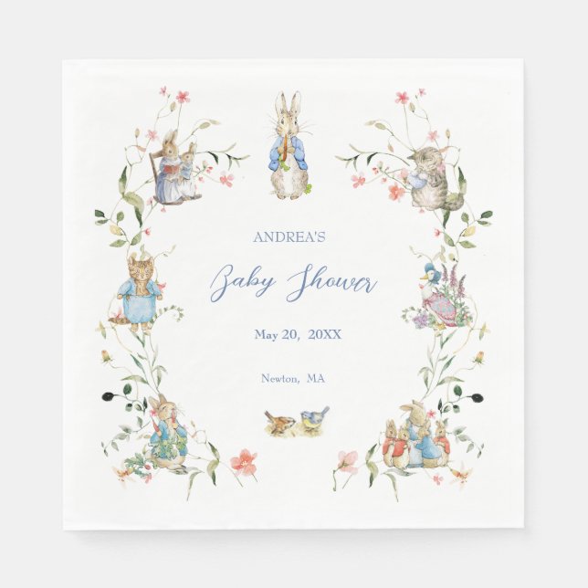 Wildflower Peter the Rabbit Paper Napkin (Front)