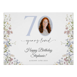Wildflower Photo 70th Birthday Welcome Sign