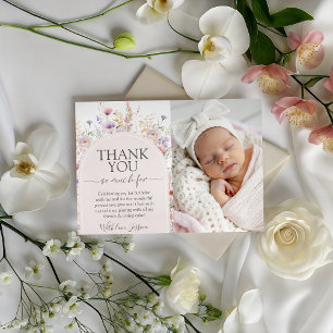Wildflower Photo Birthday Thank You Card